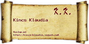 Kincs Klaudia névjegykártya